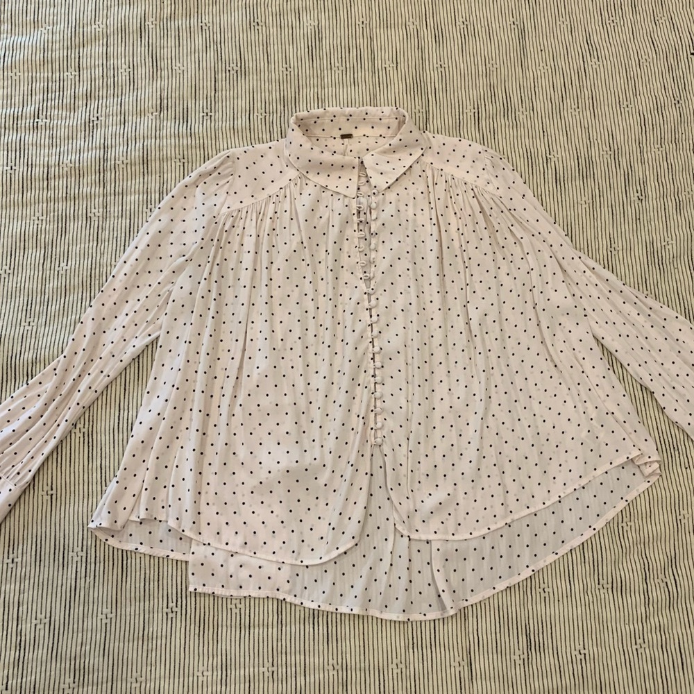Free People Polka Dot Button up Blouse